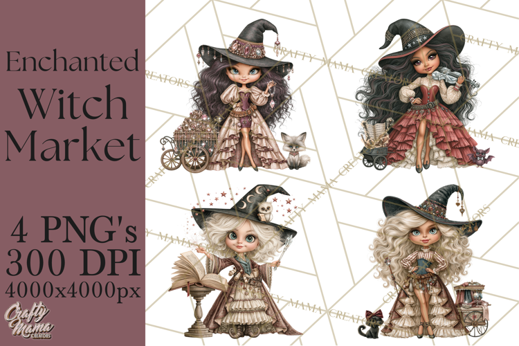 Enchanted Witch Market PNG Watercolor Clipart