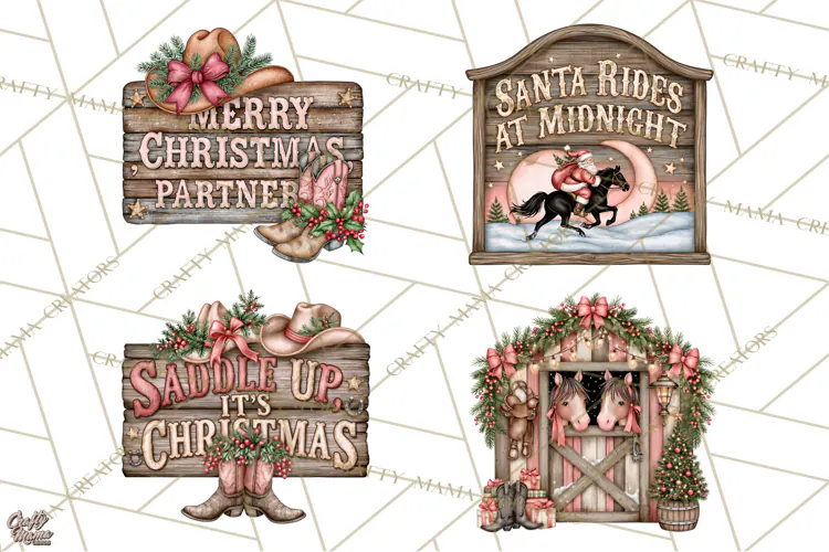 Western Wintertide Christmas Clipart PNG Files