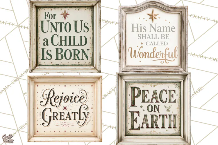 Christian Farmhouse Christmas Signs PNG