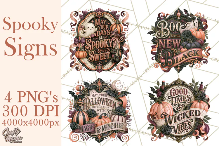 Retro Halloween Sign Clipart PNG