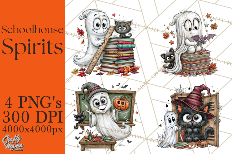 Schoolhouse Spirits, Halloween School Clipart PNG