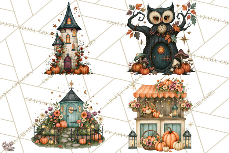 Vintage Halloween Places PNG, Halloween Magic Clipart example image 1