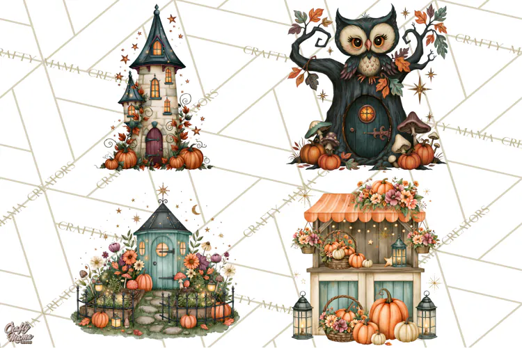 Vintage Halloween Places PNG, Halloween Magic Clipart