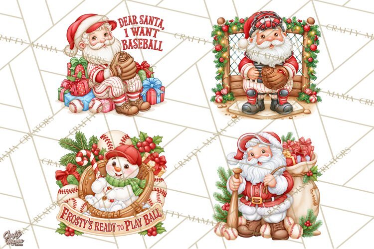 Christmas Baseball Clipart PNG example image 1