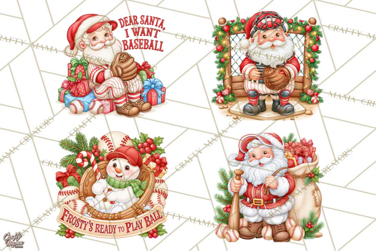 Christmas Baseball Clipart PNG