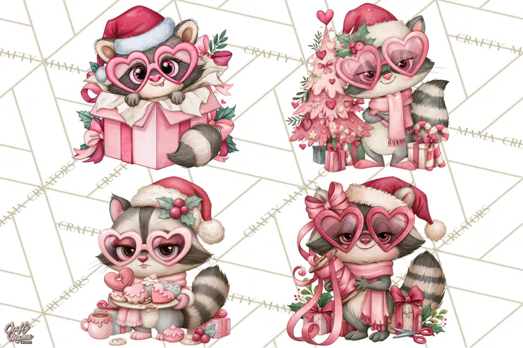 Funny Christmas Raccoon Clipart, Sassy Holiday PNG Design