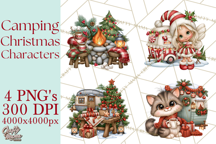 Christmas Camper Clipart PNG Whimsical Holiday