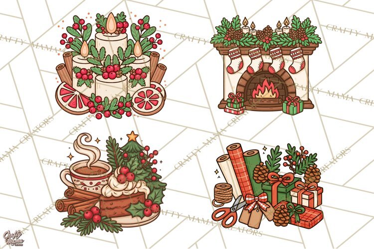 Cozy Christmas Clipart PNG, Cute Holiday Christmas Designs example image 1