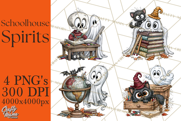 Schoolhouse Spirits, Halloween School Clipart PNG
