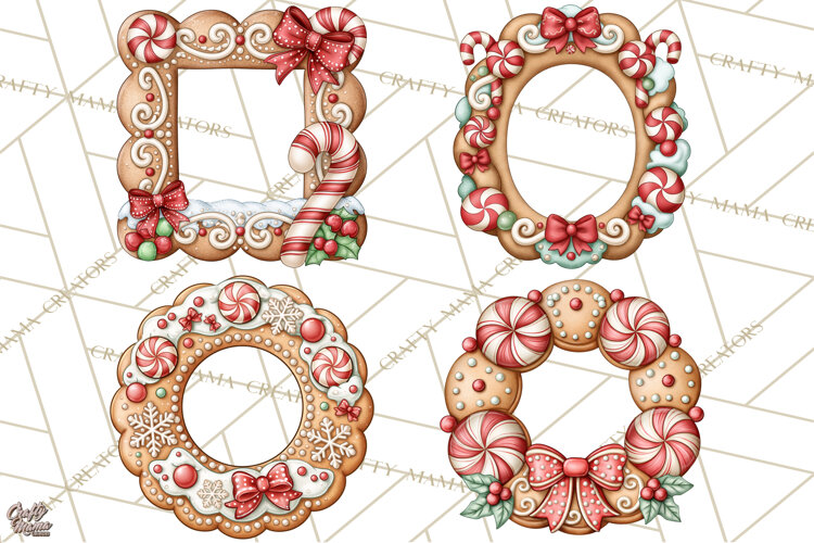 Downtown Gingerbread Town Christmas Frames PNG example image 1