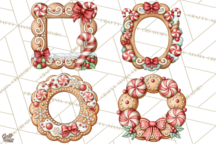 Downtown Gingerbread Town Christmas Frames PNG