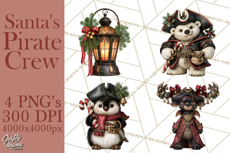 Christmas Pirate Crew Clipart PNG