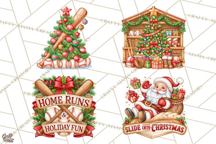Christmas Baseball Clipart PNG example image 1