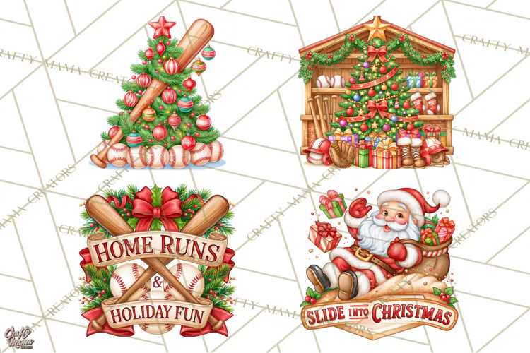 Christmas Baseball Clipart PNG