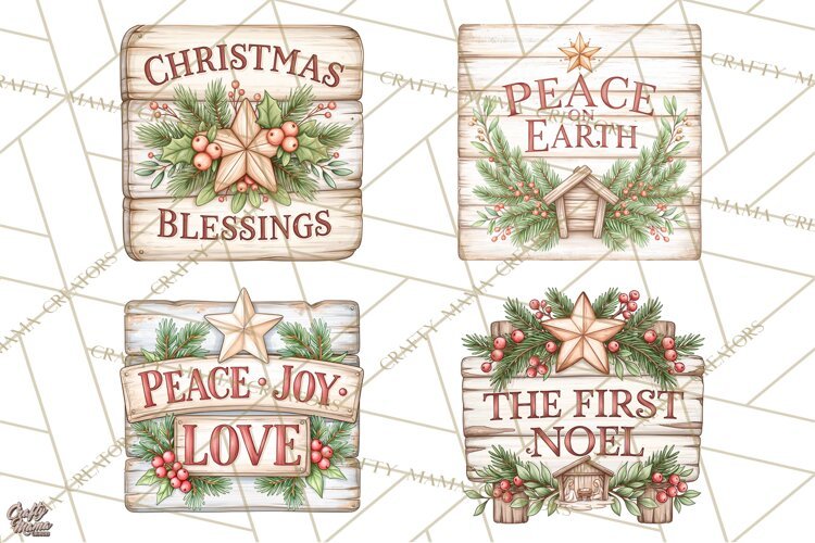 Religious Christmas Sign Clipart PNG | Nativity Designs example image 1