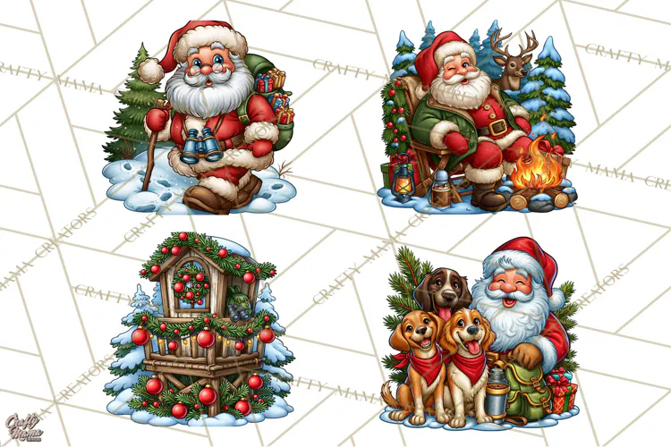 Christmas Hunting Clipart Santa Deer PNG