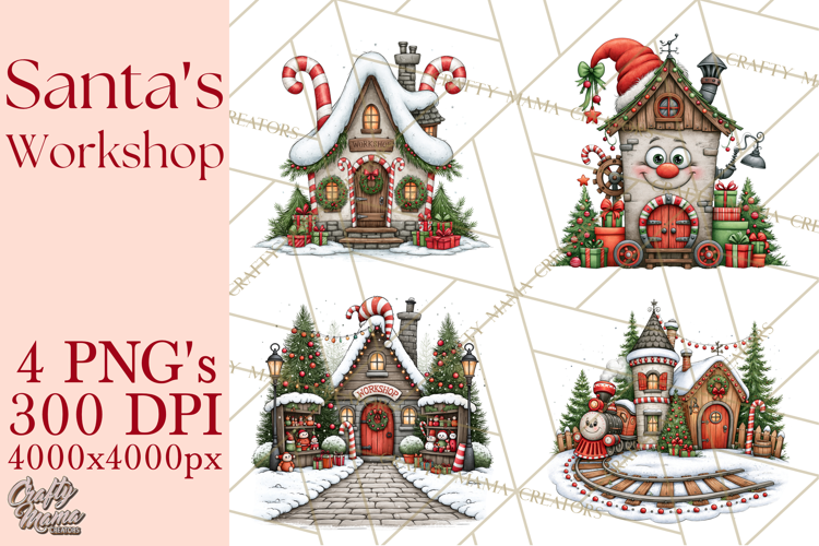 Santa Workshop Christmas Village PNG Clipart