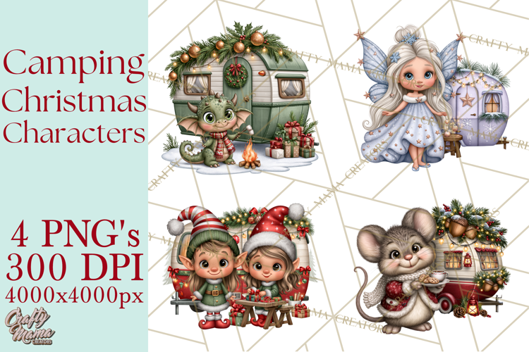Christmas Camper Clipart PNG Whimsical Holiday