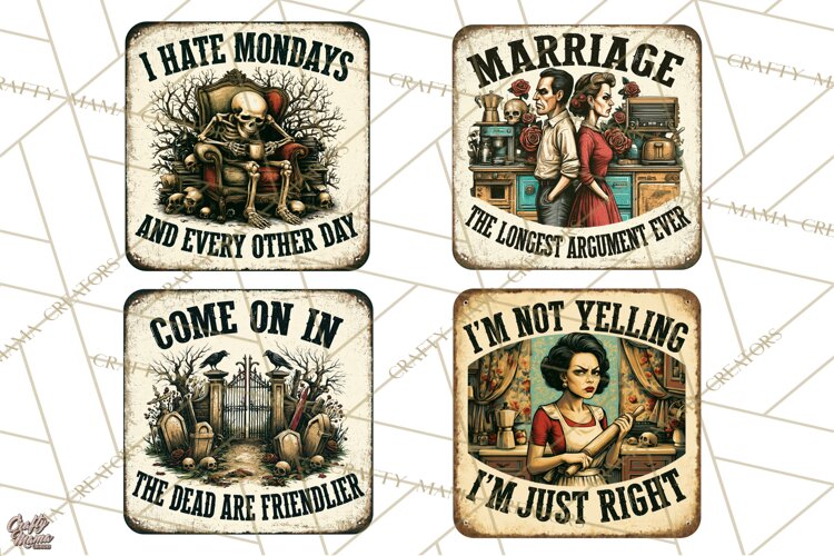 Dark Humor Vintage Metal Signs Clipart example image 1