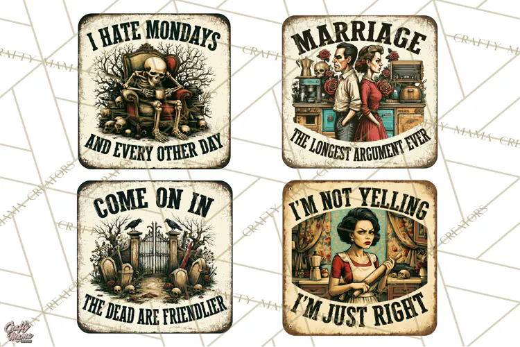 Dark Humor Vintage Metal Signs Clipart