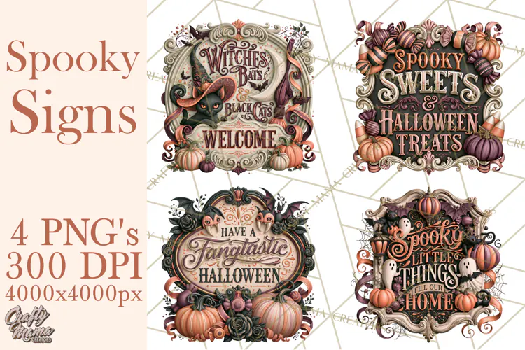 Retro Halloween Sign Clipart PNG