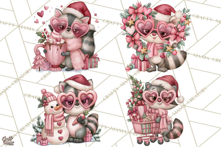 Funny Christmas Raccoon Clipart, Sassy Holiday PNG Design
