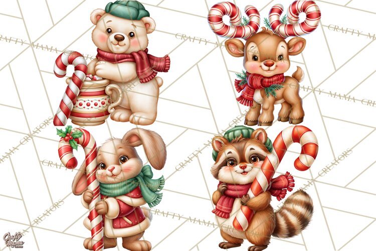 Candy Cane Lane Vintage Christmas Characters Clipart example image 1