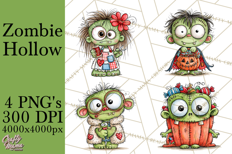 Zombie Hollow Cute Zombie Halloween Clipart PNG