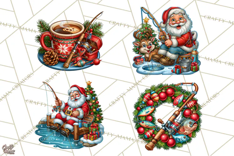 Christmas Fishing Clipart PNG