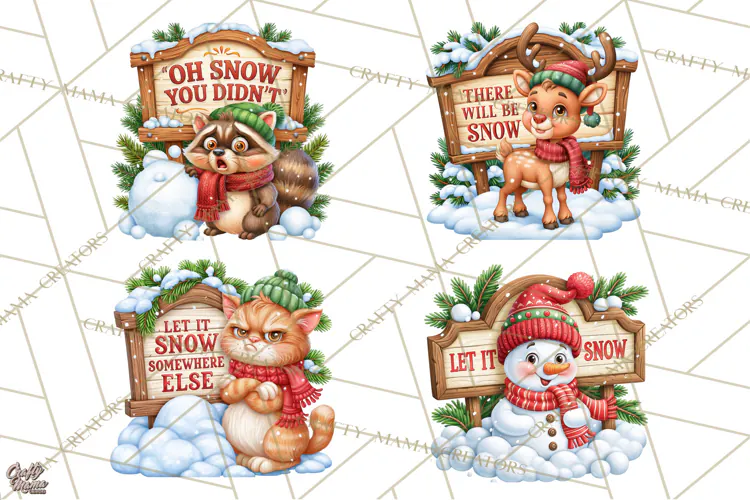 Let It Snow Christmas Winter Clipart PNG