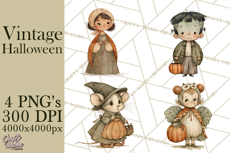 Retro Halloween Characters PNG Clipart, Vintage Halloween