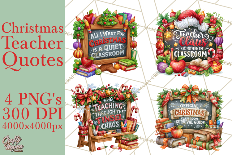 Christmas Teacher Chalkboard Quote PNG