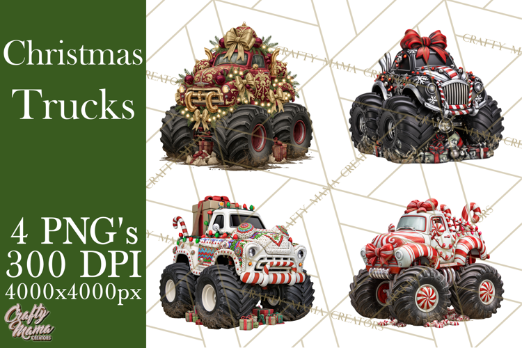 Christmas Monster Truck Clipart PNG