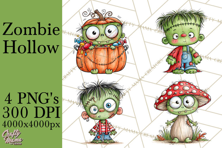 Zombie Hollow Cute Zombie Halloween Clipart PNG