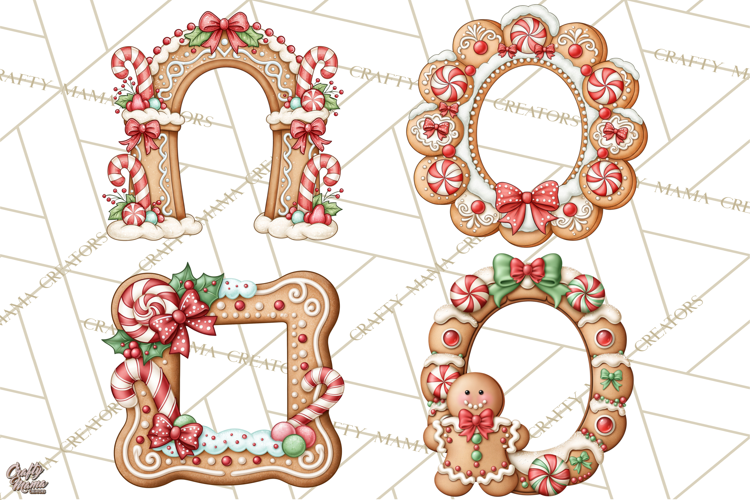 Downtown Gingerbread Town Christmas Frames PNG