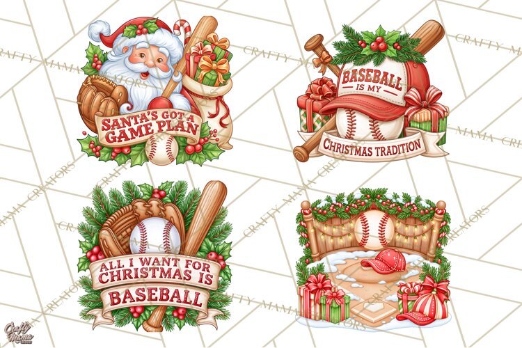 Christmas Baseball Clipart PNG example image 1