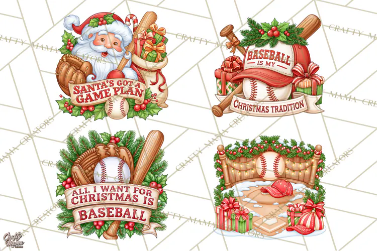 Christmas Baseball Clipart PNG