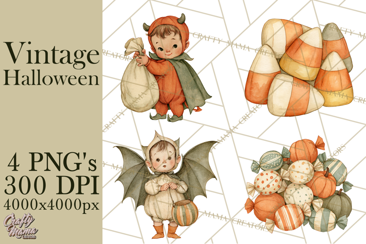 Retro Halloween Characters PNG Clipart, Vintage Halloween