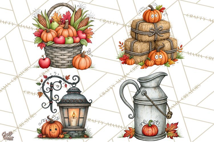 Halloween Farmhouse Buildings Clipart, Halloween Farmhouse example image 1