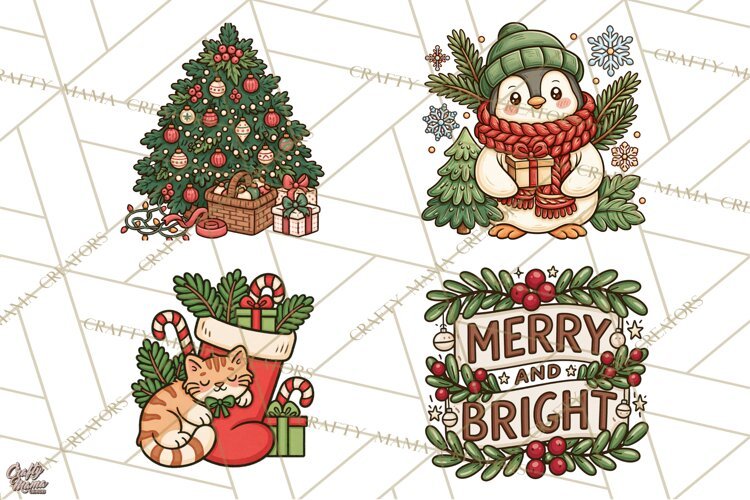 Cozy Christmas Clipart PNG, Cute Holiday Christmas Designs example image 1