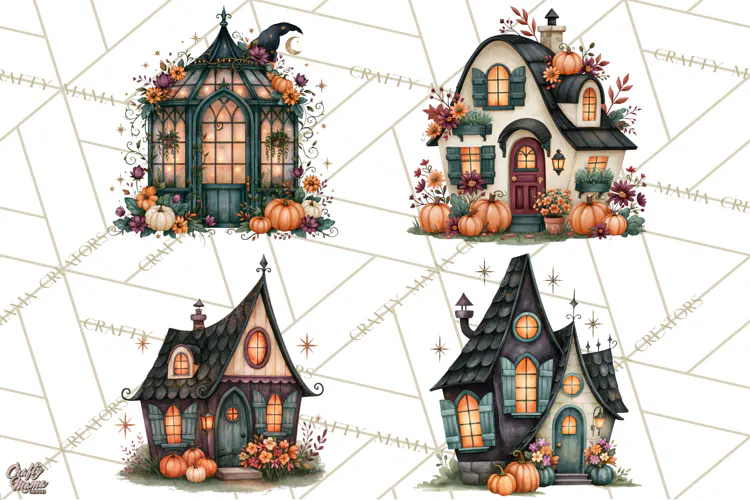 Vintage Halloween Places PNG, Halloween Magic Clipart