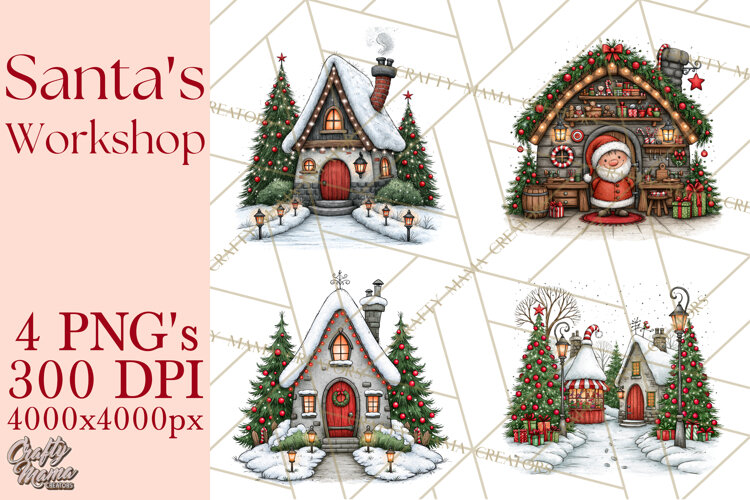 Santa Workshop Christmas Village PNG Clipart example image 1