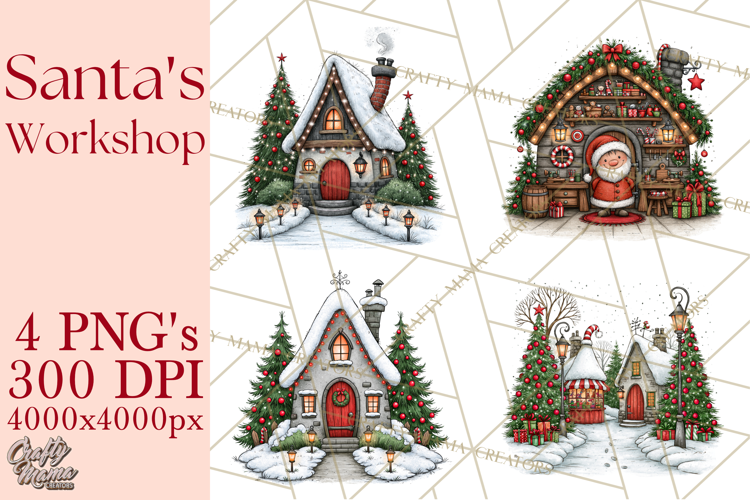 Santa Workshop Christmas Village PNG Clipart