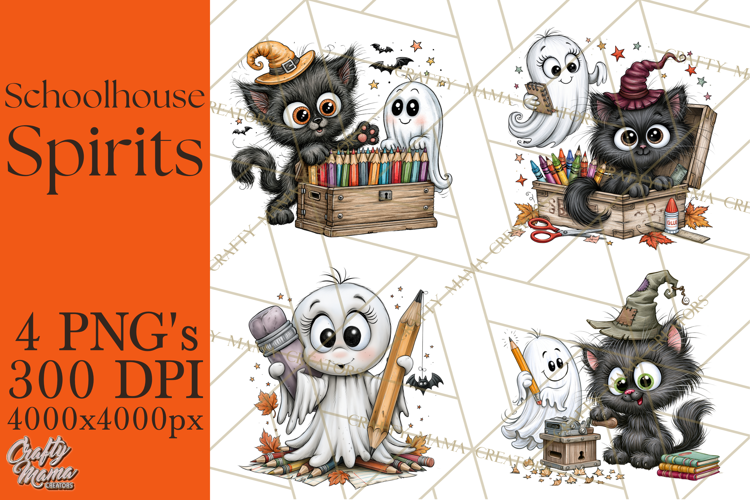 Schoolhouse Spirits, Halloween School Clipart PNG