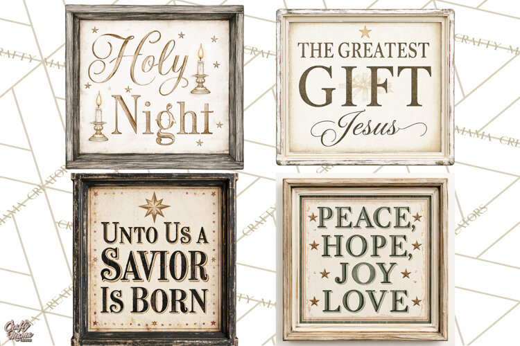 Christian Farmhouse Christmas Signs PNG example image 1
