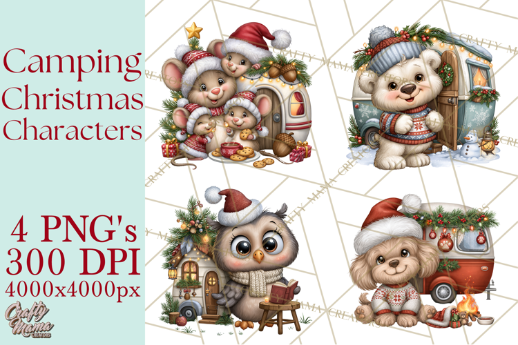 Christmas Camper Clipart PNG Whimsical Holiday