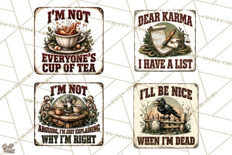 Rustic Sarcastic Quotes PNG | Vintage Funny Signs Clipart example image 1
