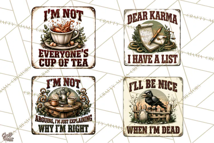 Rustic Sarcastic Quotes PNG | Vintage Funny Signs Clipart
