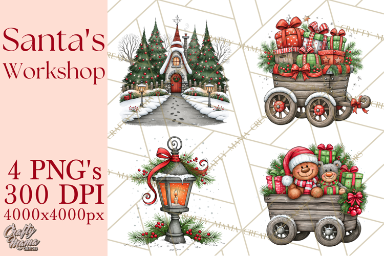 Santa Workshop Christmas Village PNG Clipart