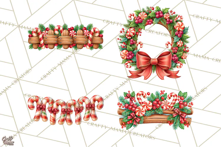 Candy Cane Lane Christmas Frames Signs & Borders
